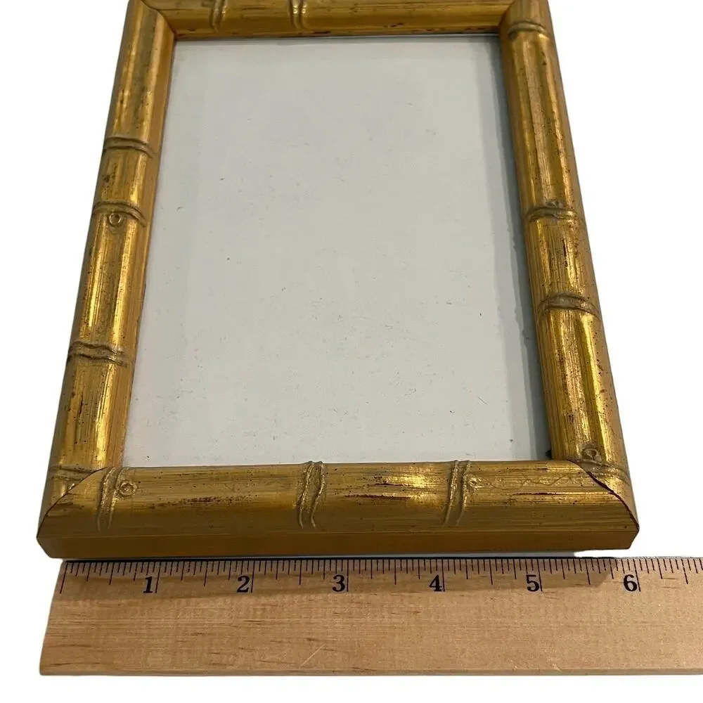 Gold Faux Bamboo Picture Frame 5x7 Hollywood Regency Chinoiserie Decor